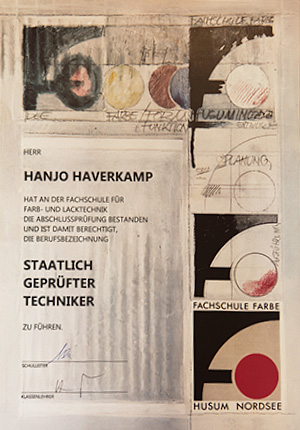 Hanjo Haverkamp, staatlich geprüfter Techniker / Farb- und Lacktechnik